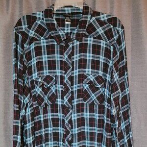 Torrid Multicolored Plaid Button Up Shirt Size 3